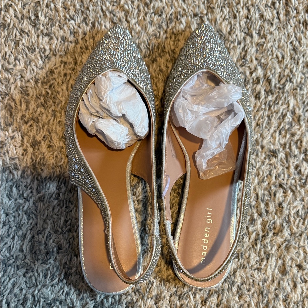 Madden Girl Silver Embellished Flats